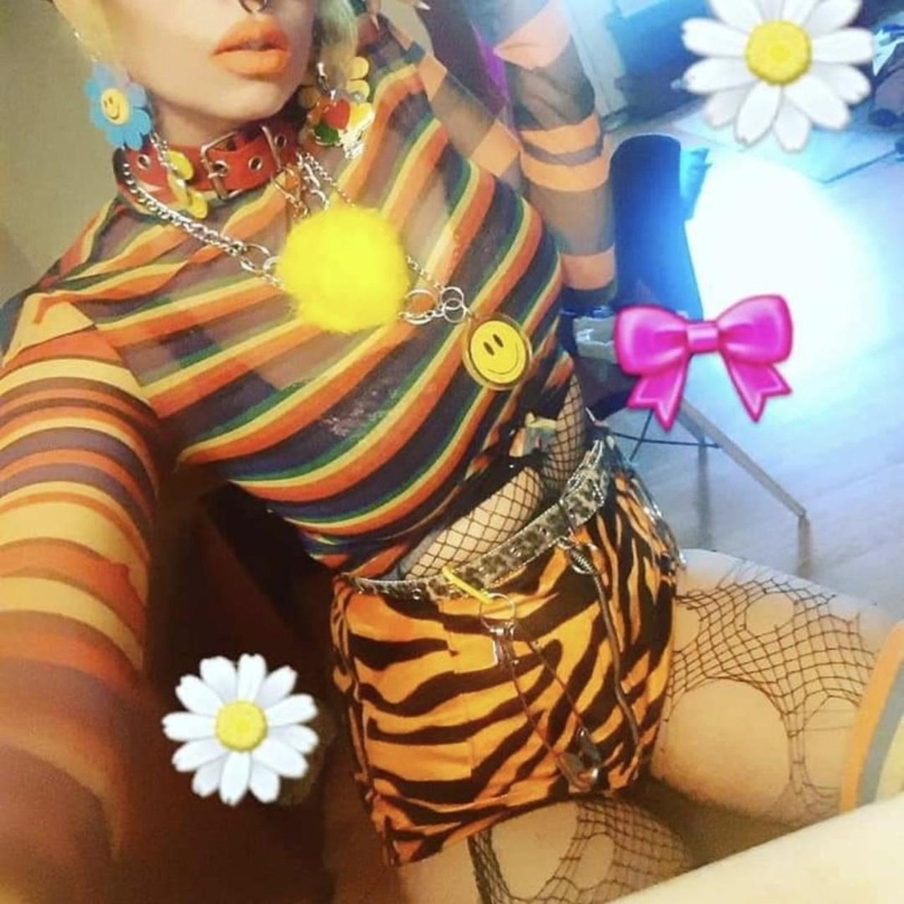 Rare Unif Rainbow Striped Colorblock Mesh Size Sm - image 4